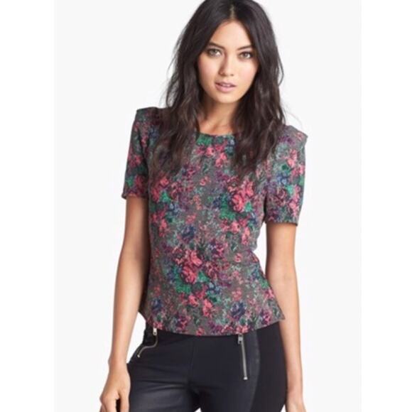 ASTR Peplum Flare Floral Top Button Back XS Extra Small - Picture 1 of 8